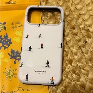 White Phone Case with Skiers Design